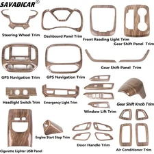 Wood Grain Interior Dash Panel Decor Cover Trim ABS Kit For Chevy Colorado 2014+