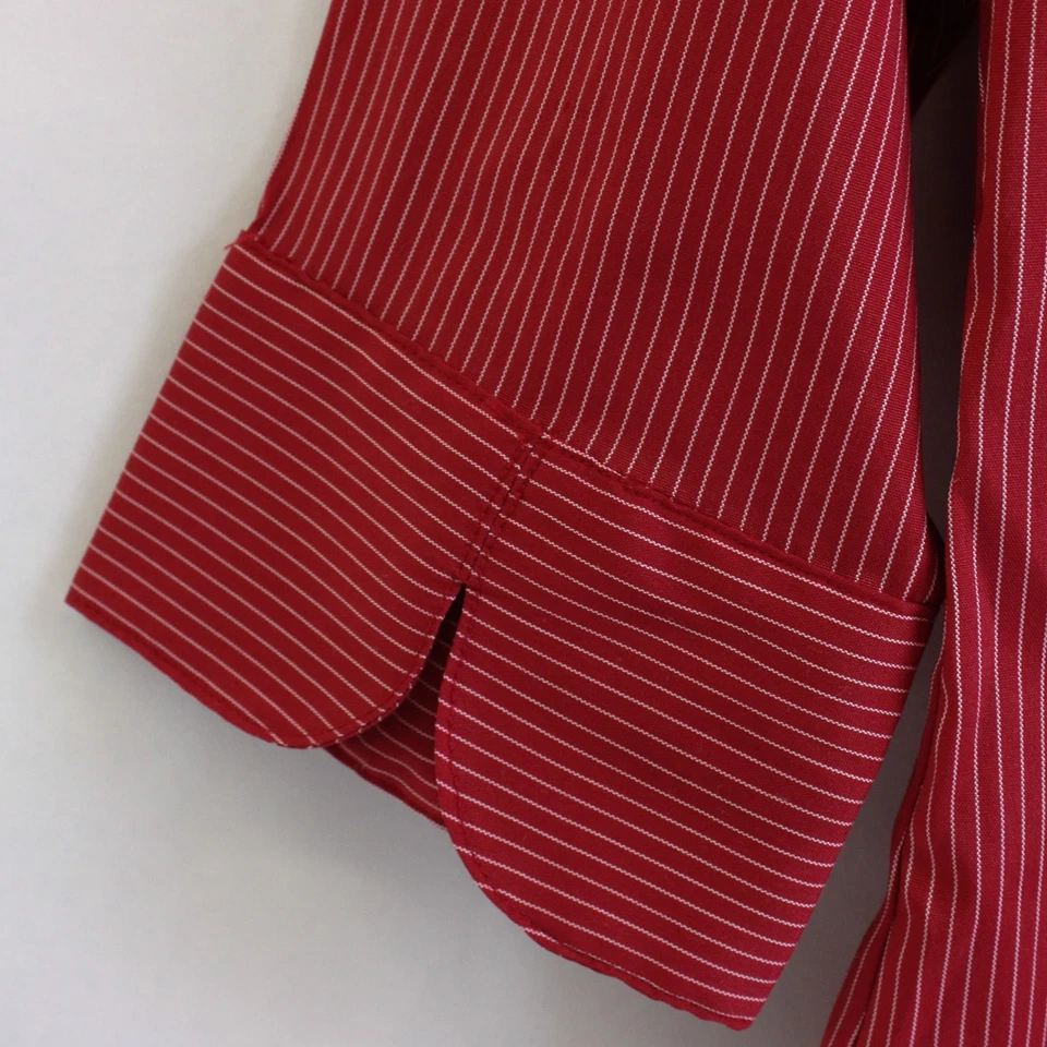 Camisa de vestir DCC Missy elástica con botones a rayas roja/blanca para hombre talla L Foto 3 de 4