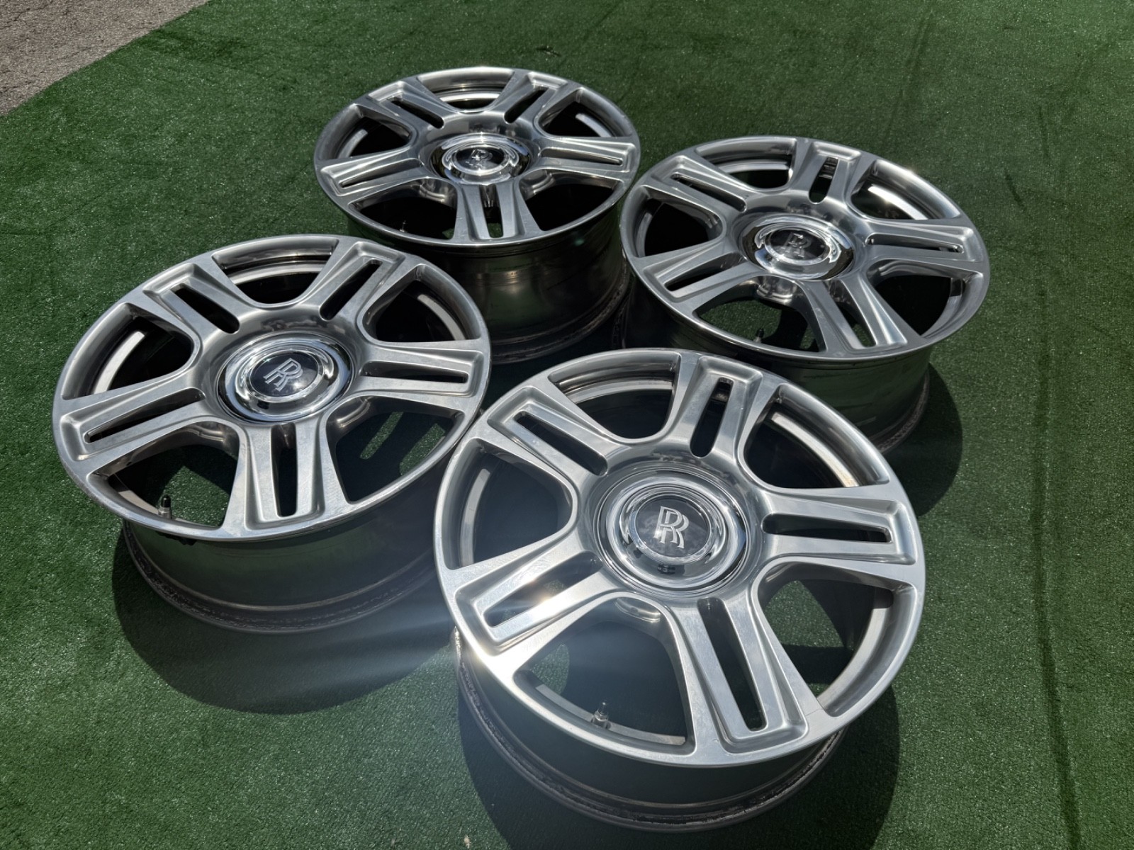 Rolls-Royce Wraith Dawn Ghost 21” Wheels OEM 5-Twin Spoke Polished Set w/ Caps