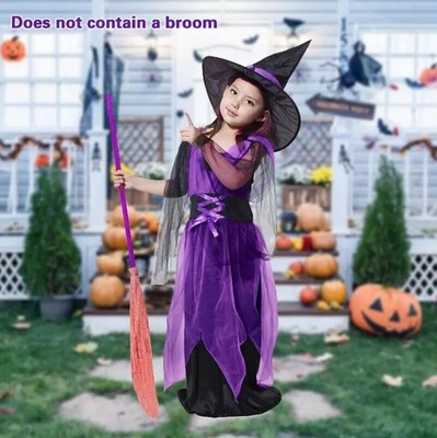 Kinder Mädchen Halloween Hexenhut Kostüm Verkleidung Hexenoutfit Cosplay Party