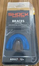 Shock Doctor Double Braces Mouth Guard Strapless Adult 12+ Blue No Boil Sports