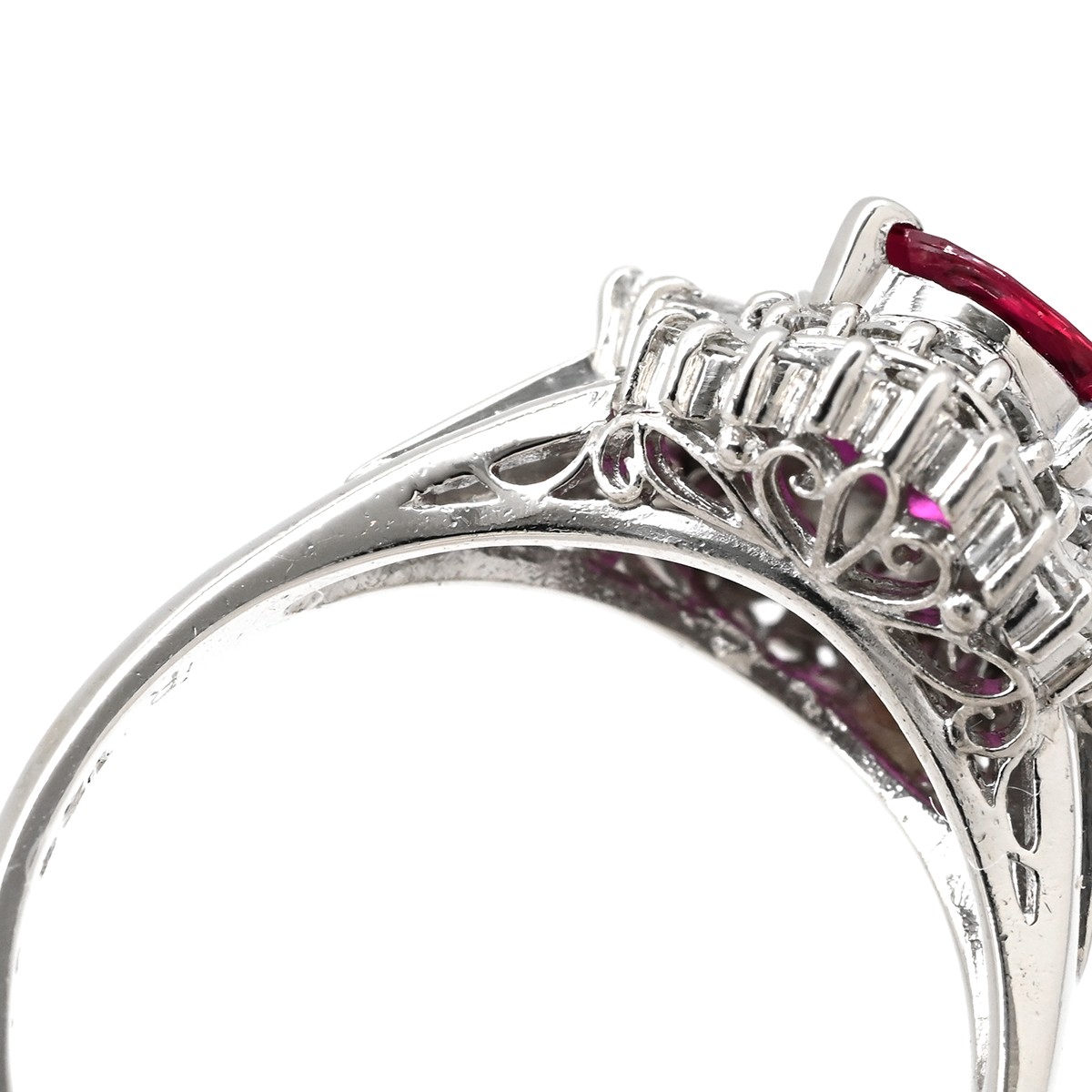 Ring ring Ruby da Earring Pt900 Ruby diamond Plat… - image 3