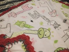 Handmade Baby Girl Pink Fleece Jungle Animal Giraffe Blanket 30" x 40" Giraffes