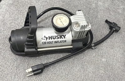 #ad Husky 365 164 Portable 120V Steel Inflator 130psi Pressure Gauge Silver Black $29.95