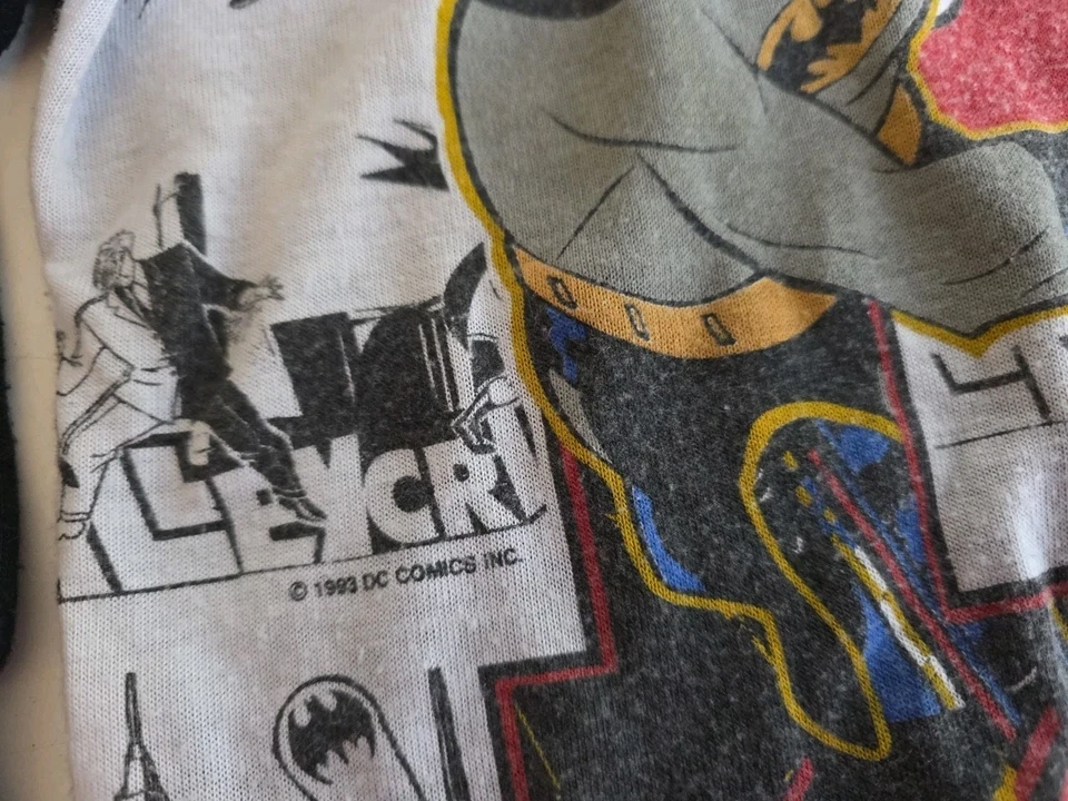 VTG 1993 BATMAN Youth Size Pajama Top Retro 90s Two Face DC Comics - Image 2 of 3