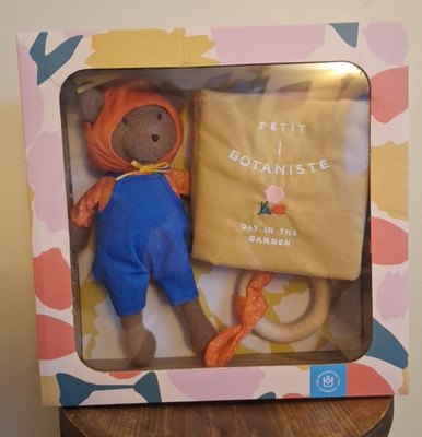 Manhattan Toy Petit Botaniste Bear Doll, Soft Book & Wooden Teether Baby Set