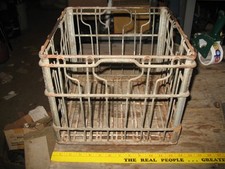 VTG METAL WIRE MILK CRATE 13 x 13 x 11 GILT-EDGE DY 10-68 1968