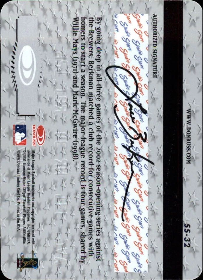 2002 Studio Stars #32 Lance Berkman - BB - Image 2 of 2