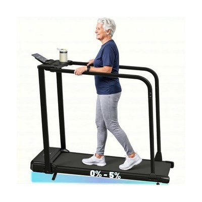 FUNMILY Walking Pad with Long Handrails for Seniors - Compact Treadmill with ...