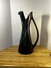 Haeger Pottery Tall Vase Black & White Drip Glaze 15.7 Inches Vintage MCM 1970s