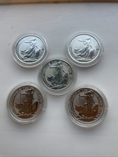 2019 Silver Britannia 1oz Coins X 5 In Capsules. Silver Bullion CGT Free