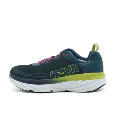 Hoka One Herren Bondi 6 Schuhe dunkelgrü/lime/pink Atmungsaktiv Laufschuh EU 46 