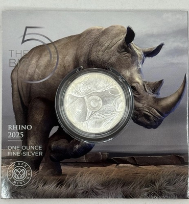 #ad 2025 1 oz South Africa Big Five Series III Rhino .999 Silver Coin OGP NEW ISSUE $154.95