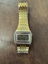 Rare Vintage Seiko F051-5019 Digital Quartz LCD Watch Japan Light Gold Tone