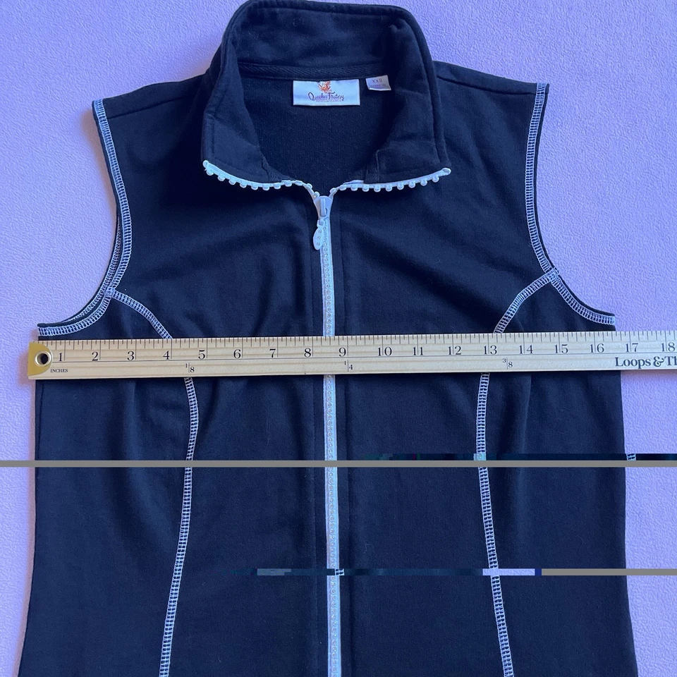 Quacker Factory Jacket Women Black Vest Rinestone Full Zip Mock Neck XXS - Image 3 of 4