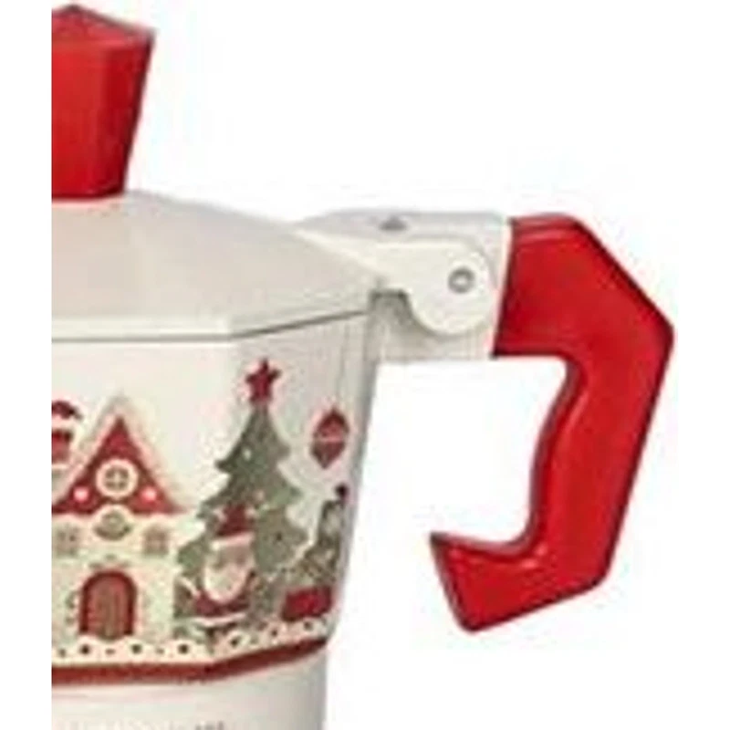 Caffettiera Moka 1 Tazza BRANDANI Villaggio in Festa Avorio Natale Alluminio, fotografia 4 di 9