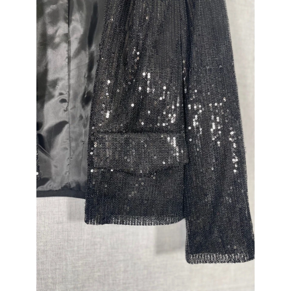 AGB черный блестками женщин куртка размер 16 карьера вечеринки блестящий блейзер бизнес гламур - Изображение 2 из 4