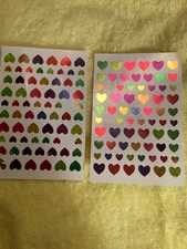 Heart Mini Shaped Foil Glossy Individual Stickers Multicolors New Lot of 134 §