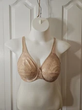 Wacoal Bra Women 36DD Beige Underwire 855244 Full Coverage Halo Lace Bow