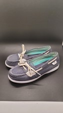 Sperry Top Sider Loafer Girls 2.5M Shoresider Blue Sparkle Canvas ShoesPre Owned