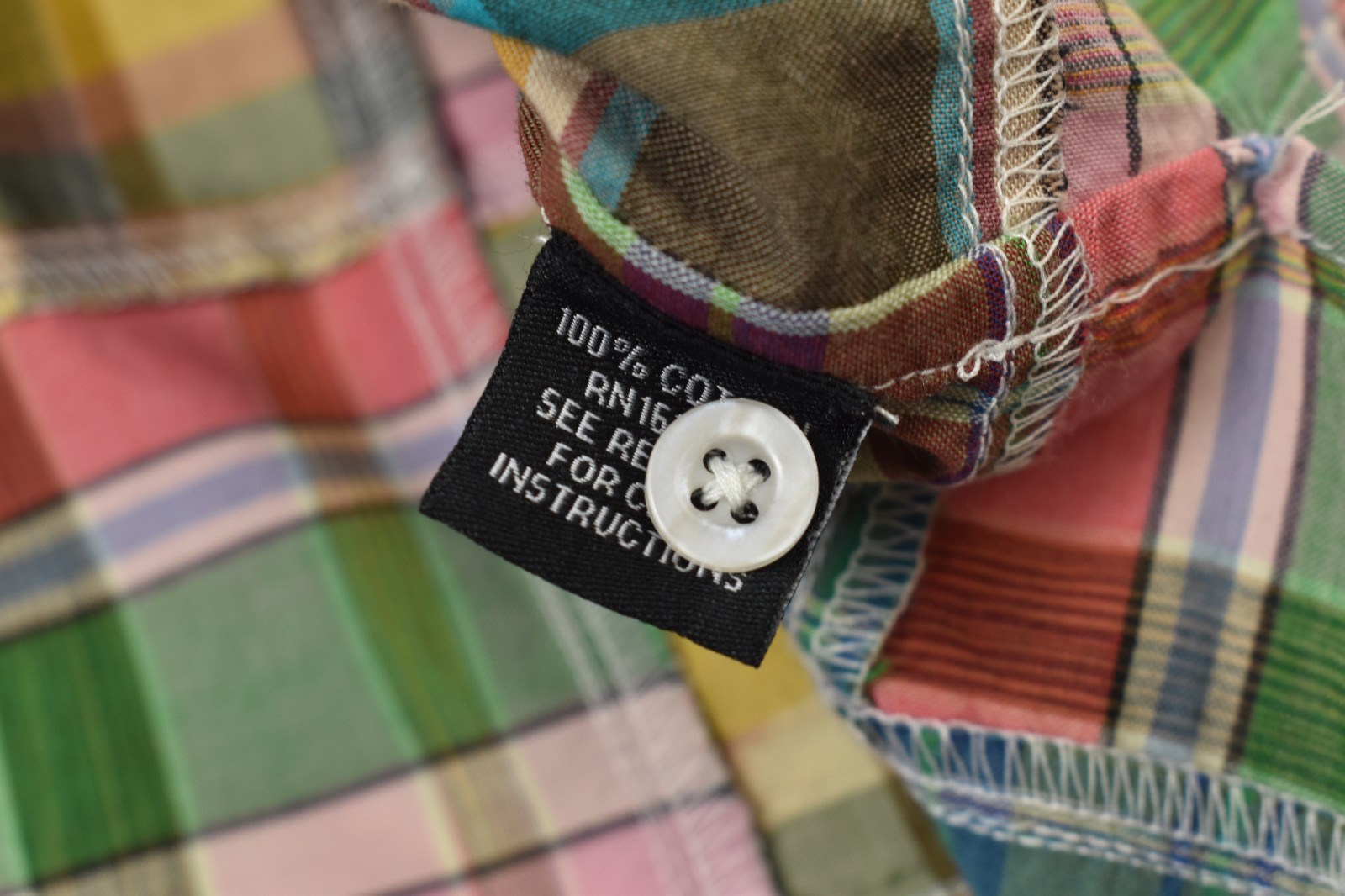 J. Peterman Patchwork  Indian Madras Plaid Shirt … - image 8