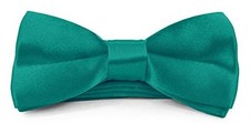 Boys Bowtie Pre-Tied Satin Formal Tuxedo Bowtie Adjustable Length Aqua Green