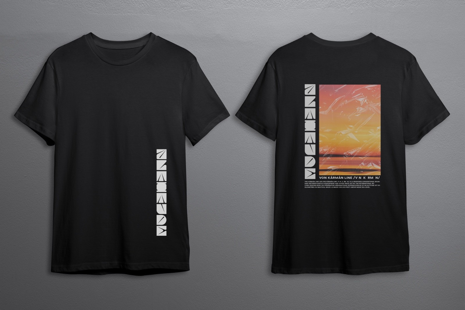 Camiseta negra de gran tamaño Altitude® - Gráfico de puesta de sol línea Von Kármán