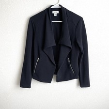 Women's Calvin Klein Textured Rib Black Open Front Jacket Blazer Size Medium