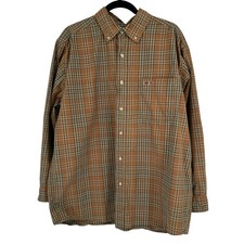 Carhartt Brown Plaid Button-Down Long-Sleeves Shirt Large