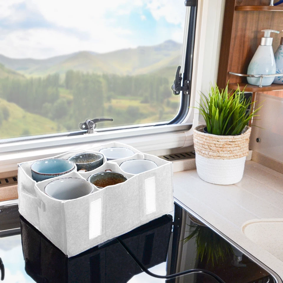 Filz Tassenhalter Camping - 28x21 Glashalter - Wohnmobil Geschirr Aufbewahrung - Bild 2 von 4