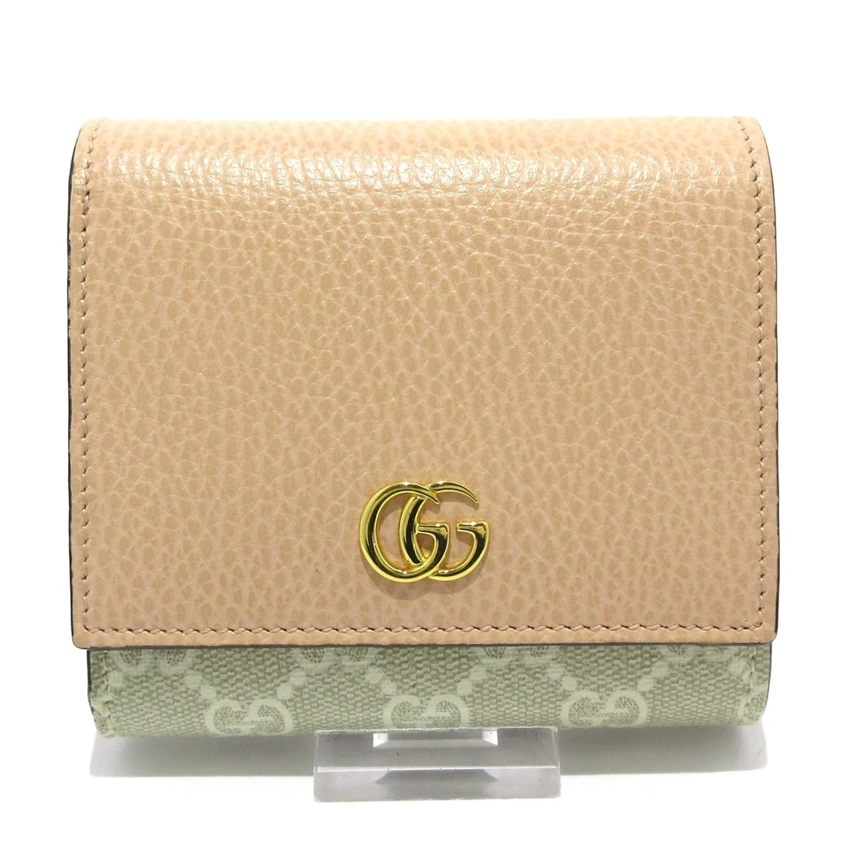 Auth Portefeuille GUCCI GG Marmont,GG Supreme/Double G bi couleur moyen 598587 Beige  