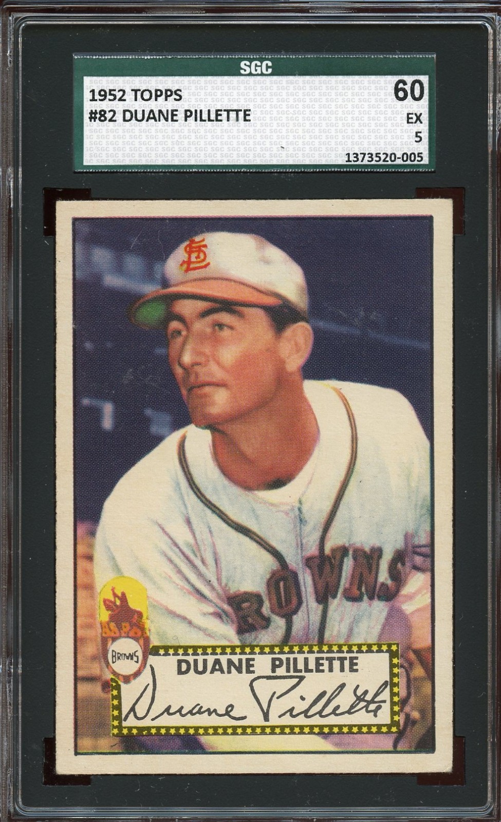 1952 Topps #82 DUANE PILLETTE graded SGC 5