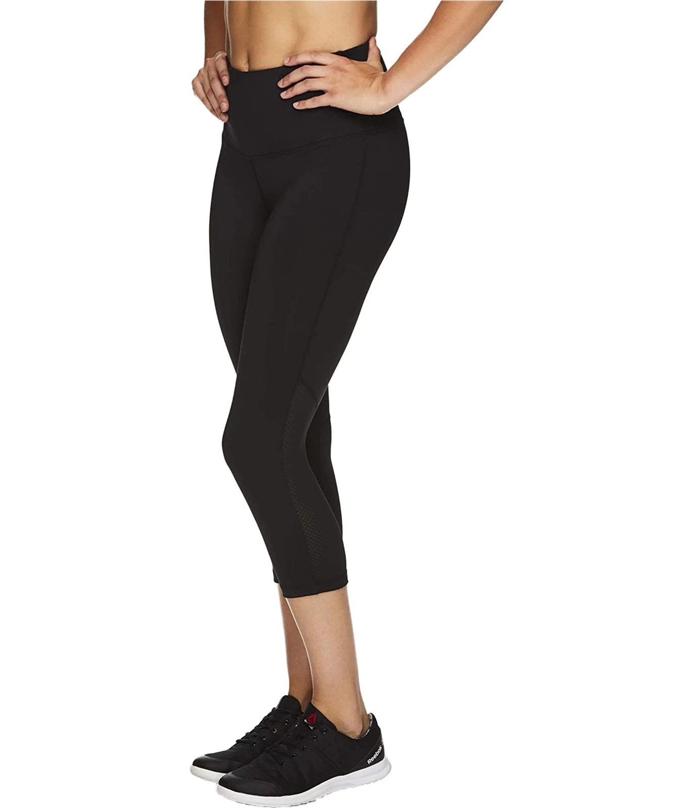 Reebok Womens Capri Seamed Tapered Compression Cropped Leggings Athletic Pants