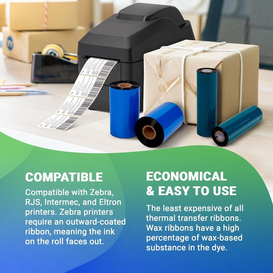 3.27" X 1476' Thermal Transfer Ribbons Zebra  1" Core 24 Rolls Wax - Image 3 of 4