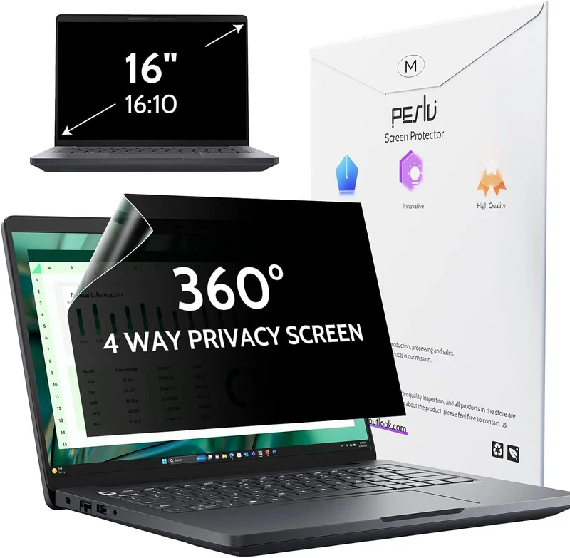 360-degree four-way privacy screen for 16-inch displays