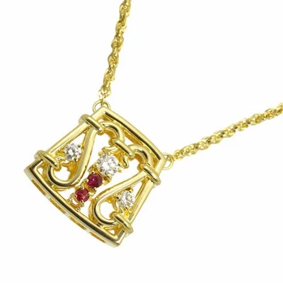 CELINE Diamant 0,28ct Rubin 0,09ct Collier K18 Gelbgold 750 90323392 - Bild 1 von 4