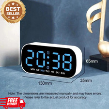 LED Electric Digital Alarm Clock Mains Power Mirror Display Bedroom Bedside UK
