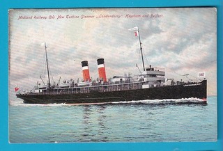 Original Postcard Ferry Midland Railway Steamer LONDONDERRY Heysham Belfast