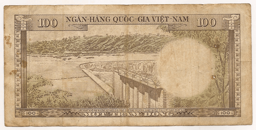 Banconota 1966 Vietnam - South 100 Dong Bank... Banca Nazionale del Vietnam - Foto 2 di 2