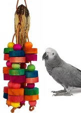 Bird Toys Parrot Toys for Large Birds Natural Multi-Colored Wooden Bird Toy