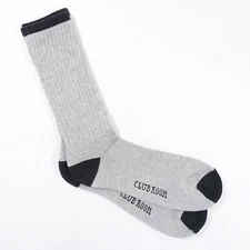 CLUB ROOM GRAY BLACK CUSHIONED FOOT BOTTOM RETRO CREW 1 PAIR SOCKS MENS NEW