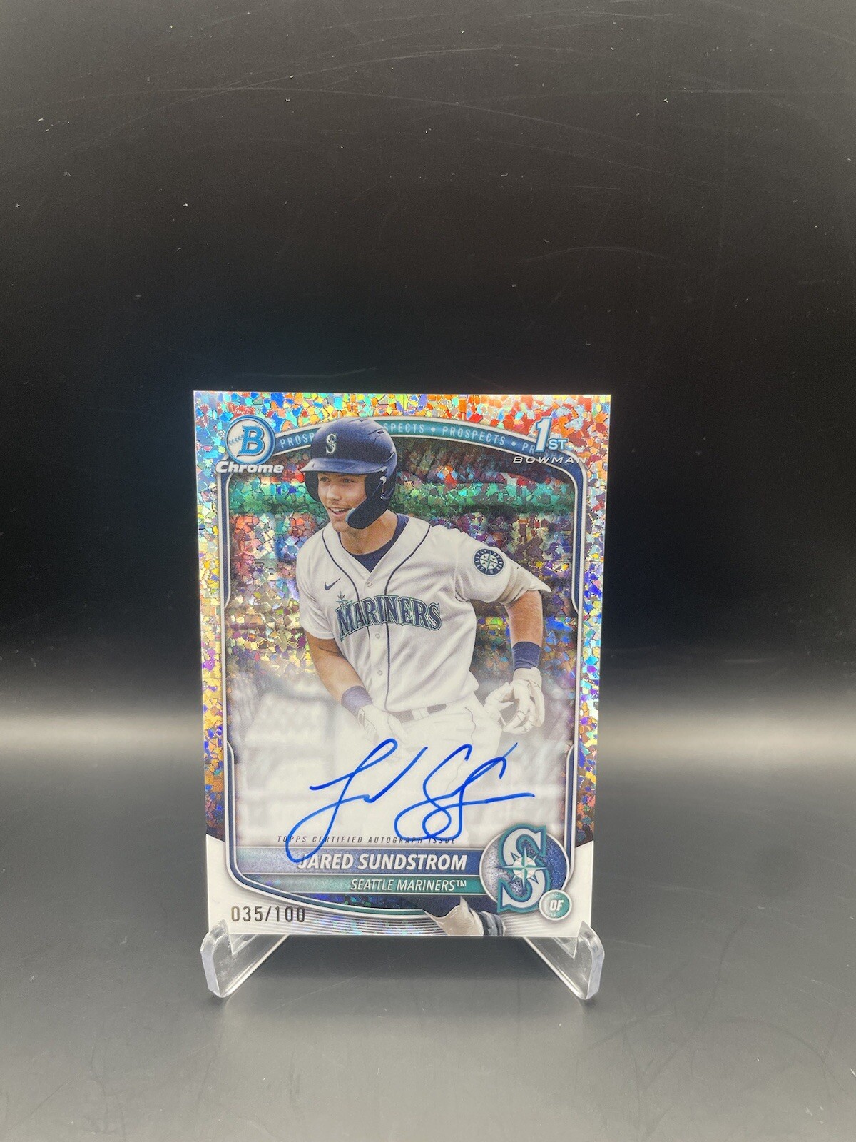 2025 Bowman 1st Chrome Auto Jared Sundstrom Mini Diamonds Refractor /100 CPA-JSU