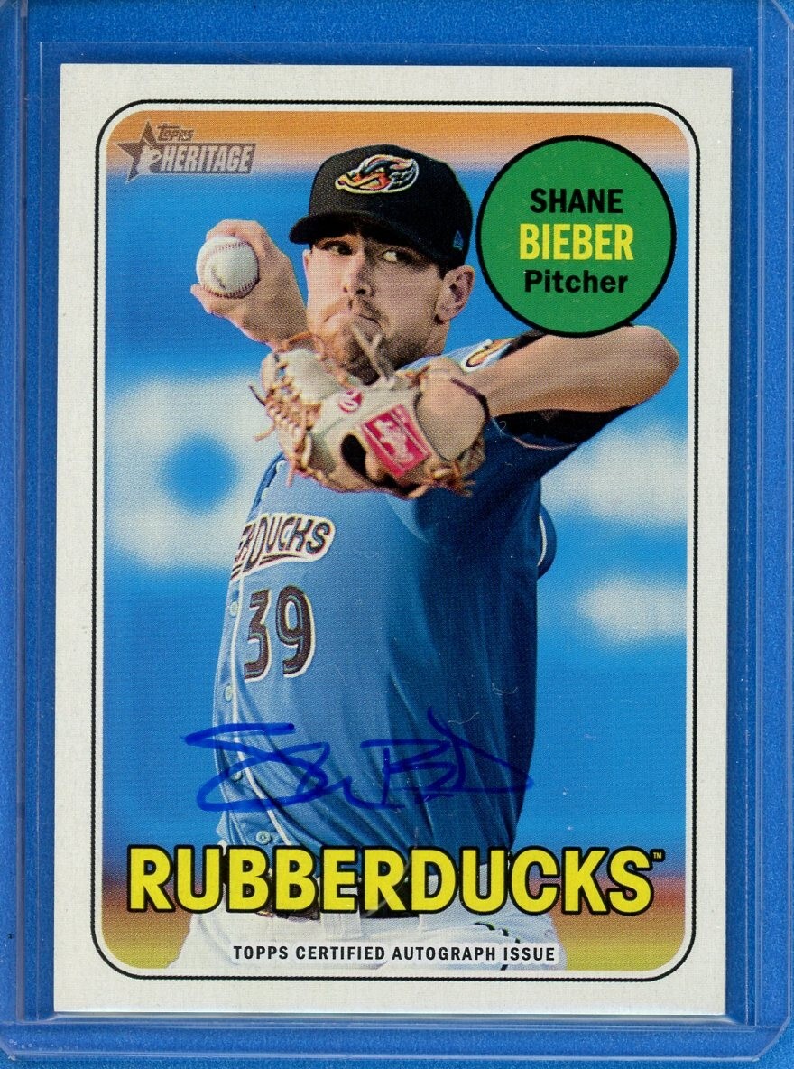 2018 Topps Heritage Minors #ROA-SB Shane Bieber RubberDucks Real One Autograph