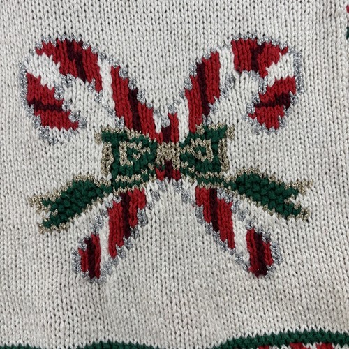VTG 90's Marisa Christina Christmas Cardigan Sweater Women's S White Teddy Tree - Picture 10 of 13