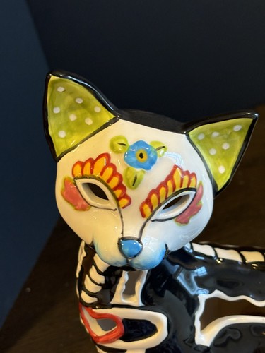 InHomeStyles By Blue Sky Day Of The Dead Black Cat Tealight Candle Holder - Picture 5 of 7