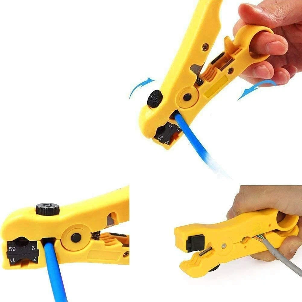 Coaxial RJ45 Cable Stripper Cable Wire Cutter Tool RG59 RG6 RG11