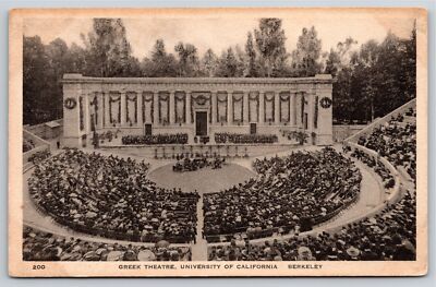 Berkeley California~Greek Theatre @ University~B&W~Albertype Co Vintage Postcard