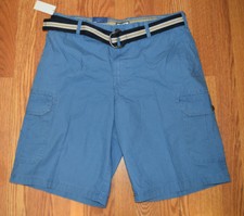 NWT Mens IZOD Federal Blue Cargo Casual Belted Shorts 32 34 36 38 40 42