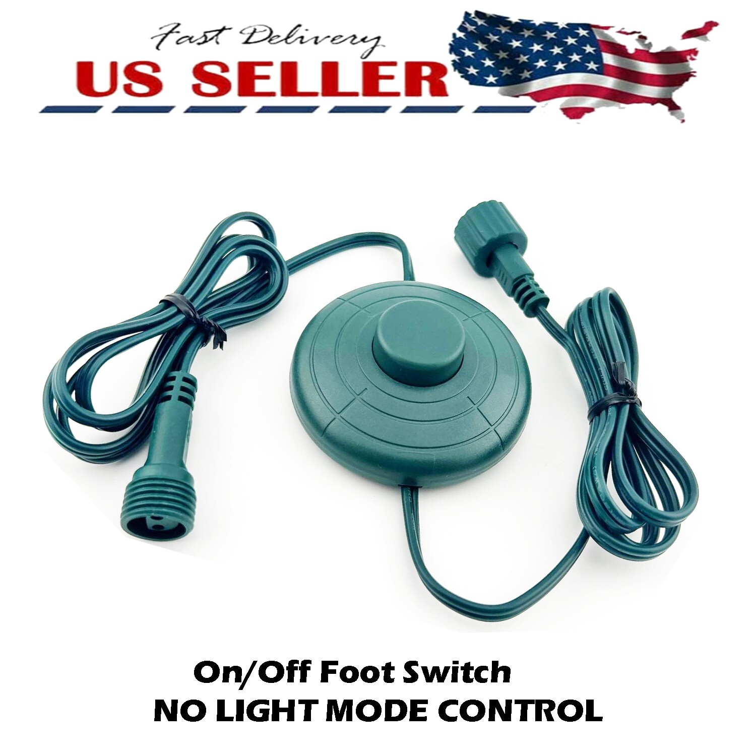 New Power Cord Foot Switch Christmas Tree Lights Raintight 5/8 in Plug