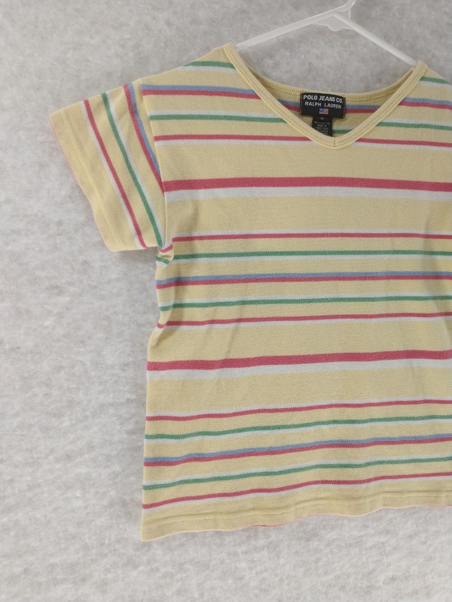 VTG Polo Jeans Co Ralph Lauren Y2K Striped Top Yellow Cotton